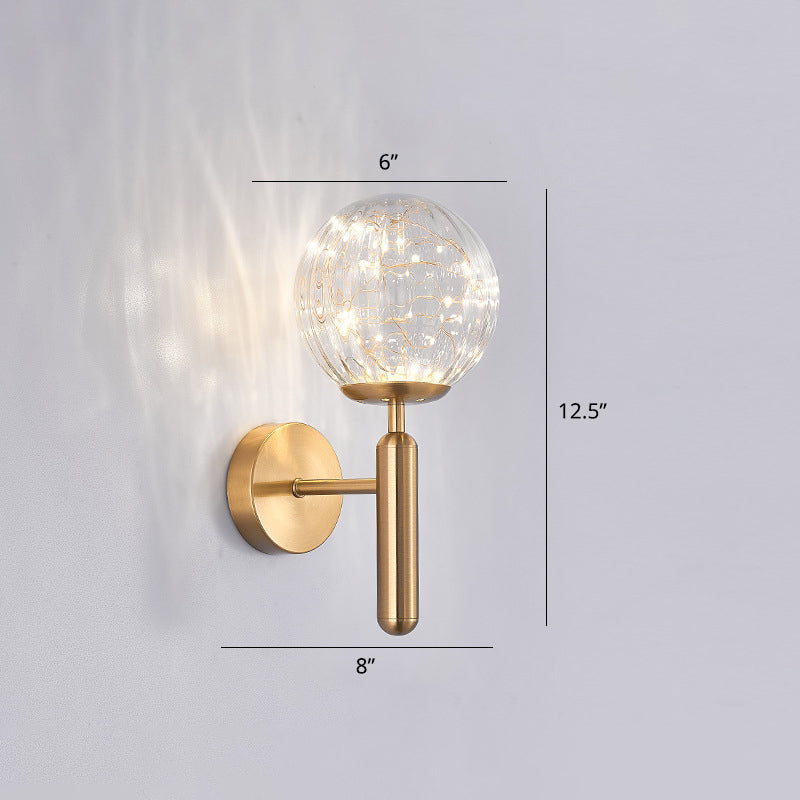 Postmodern Wall Sconce Ball LED Starry Wall Lighting with Glass Shade for Bedroom