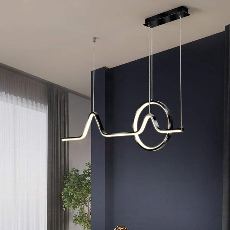 Curve Art Dining Room Hanging Lamp Aluminum Minimalism LED Island Lighting Fixture