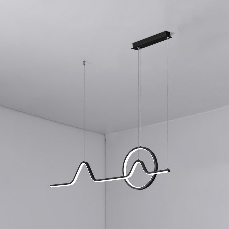 Courbe art salle à manger suspendue lampe à la lampe minimalisme en aluminium LED Island éclairage