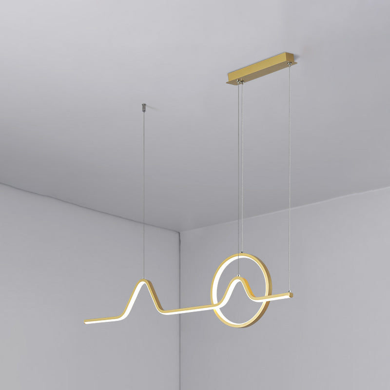 Curve Art Dining Room Hanging Lamp Aluminum Minimalism LED Island Lighting Fixture