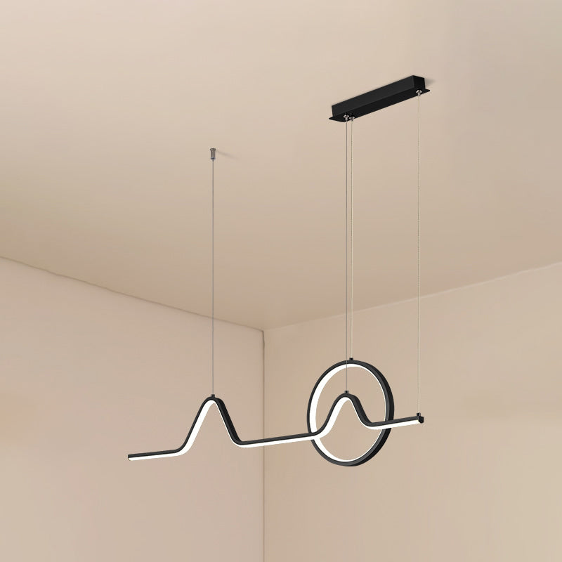 Curve Art Dining Room Hanging Lamp Aluminum Minimalism LED Island Lighting Fixture