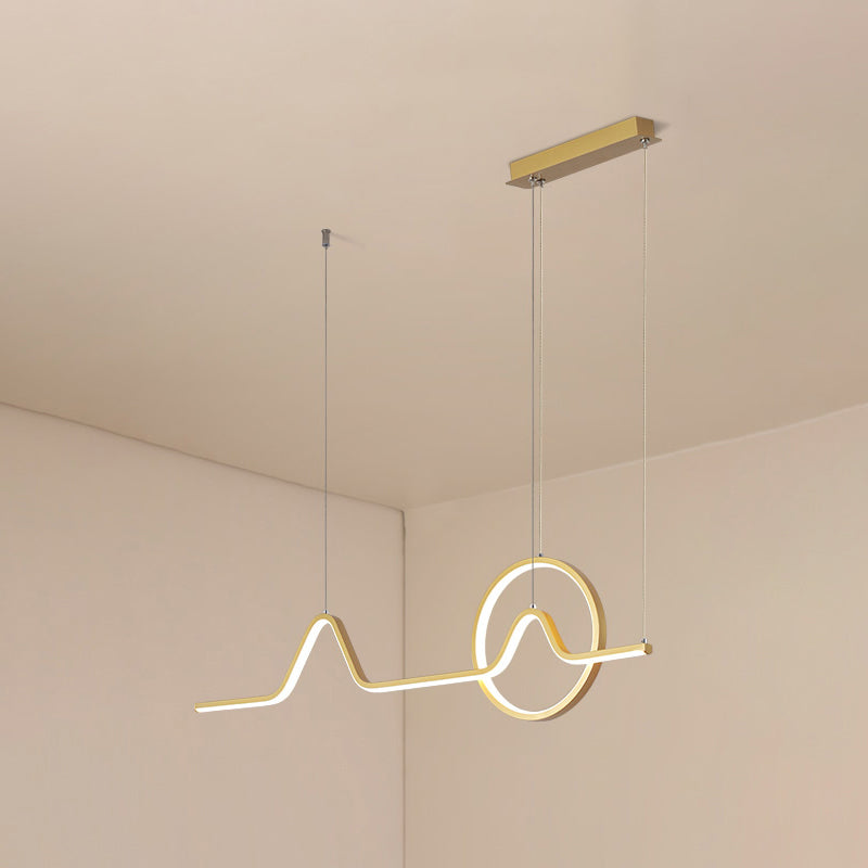 Curve Art Dining Room Hanging Lamp Aluminum Minimalism LED Island Lighting Fixture