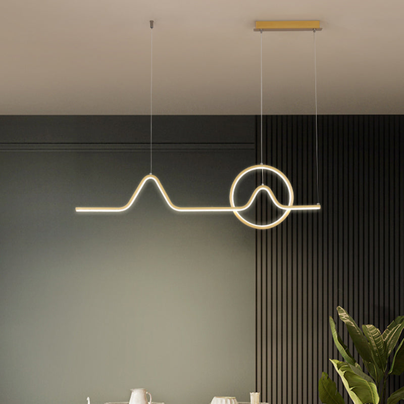 Curve Art Dining Room Hanging Lamp Aluminum Minimalism LED Island Lighting Fixture