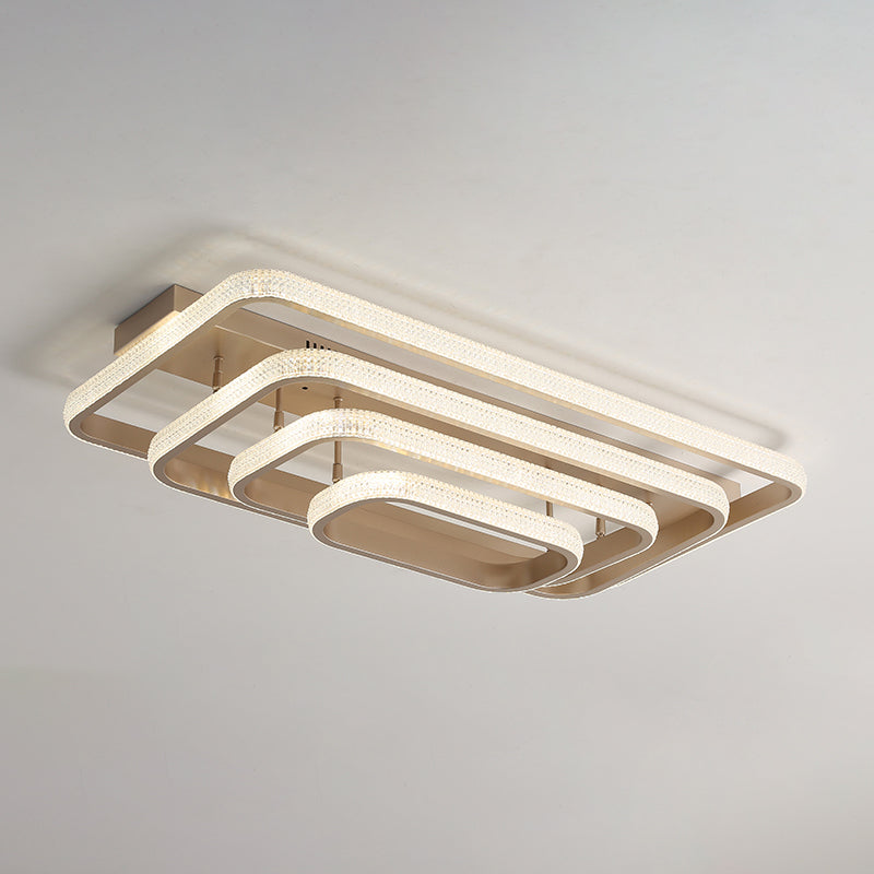 Champagne Loop Shaped Flush Mount Light Modern Metal Semi Flush Mounted Ceiling LED Light
