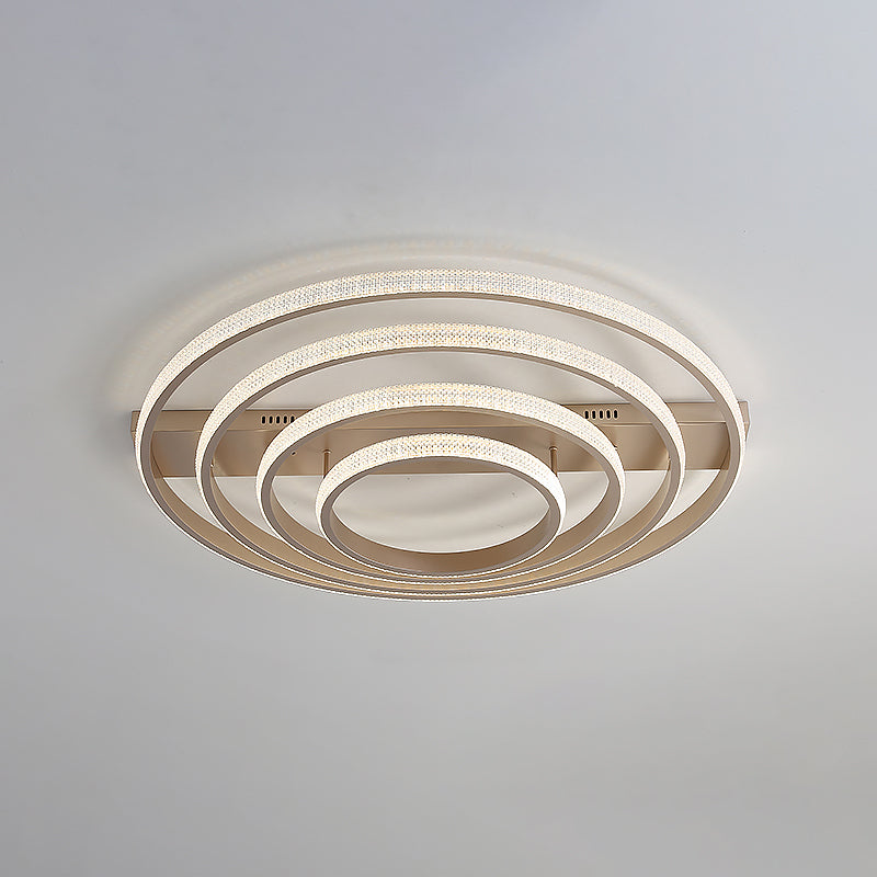 Champagne Loop Shaped Flush Mount Light Modern Metal Semi Flush Mounted Ceiling LED Light