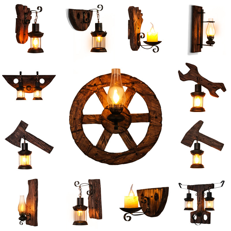 Nautical Geometrical Wall Lamp Wooden Wall Mount Lighting Fixture for Living Room