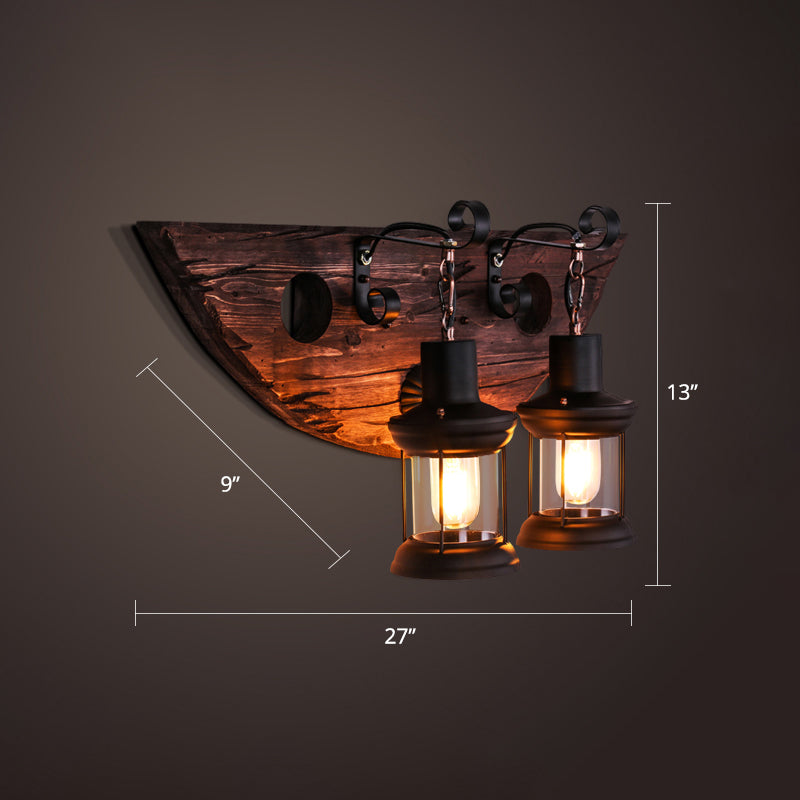 Nautical Geometrical Wall Lamp Wooden Wall Mount Lighting Fixture for Living Room