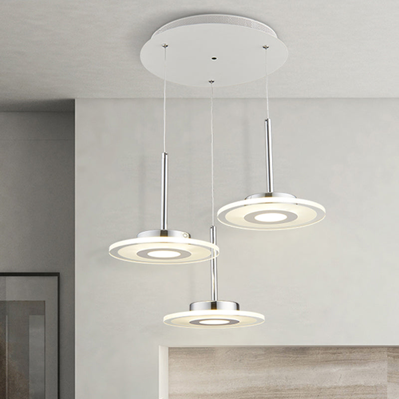 Modern Circular Acrylic Pendant LED Hanging Ceiling Light in Warm/White/Natural Light with Round/Linear Canopy