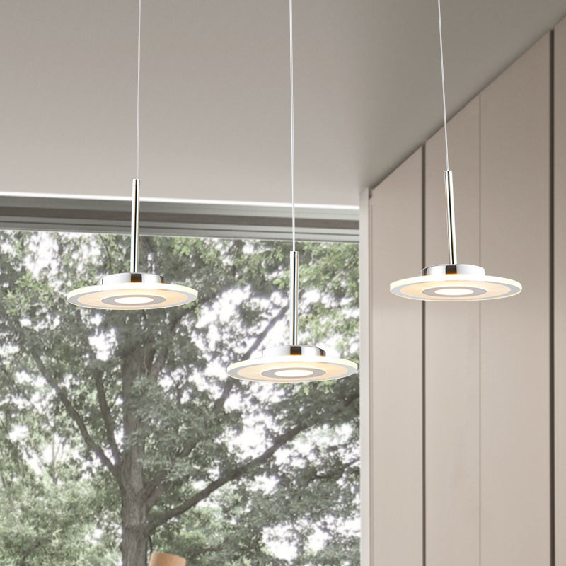 Modern Circular Acrylic Pendant LED Hanging Ceiling Light in Warm/White/Natural Light with Round/Linear Canopy
