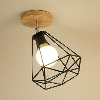 1 Licht einstellbare Quadrat/Kugel Deckenleuchte mit Käfig Schatten Industrial Black Metall halbbündiges Licht für Korridor