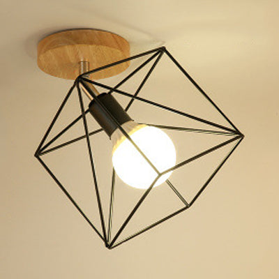 1 Licht einstellbare Quadrat/Kugel Deckenleuchte mit Käfig Schatten Industrial Black Metall halbbündiges Licht für Korridor