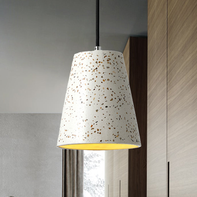 Concrete Cone Pendant Lighting Simplicity 1 Light Black/White/Brown Hanging Light
