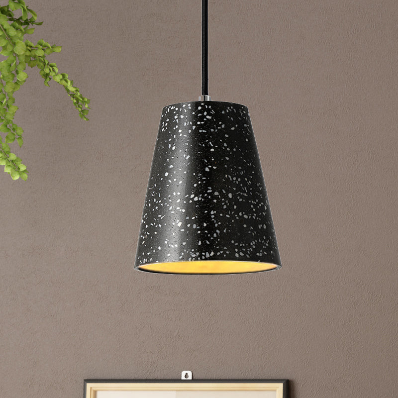 Concrete Cone Pendant Lighting Simplicity 1 Light Black/White/Brown Hanging Light