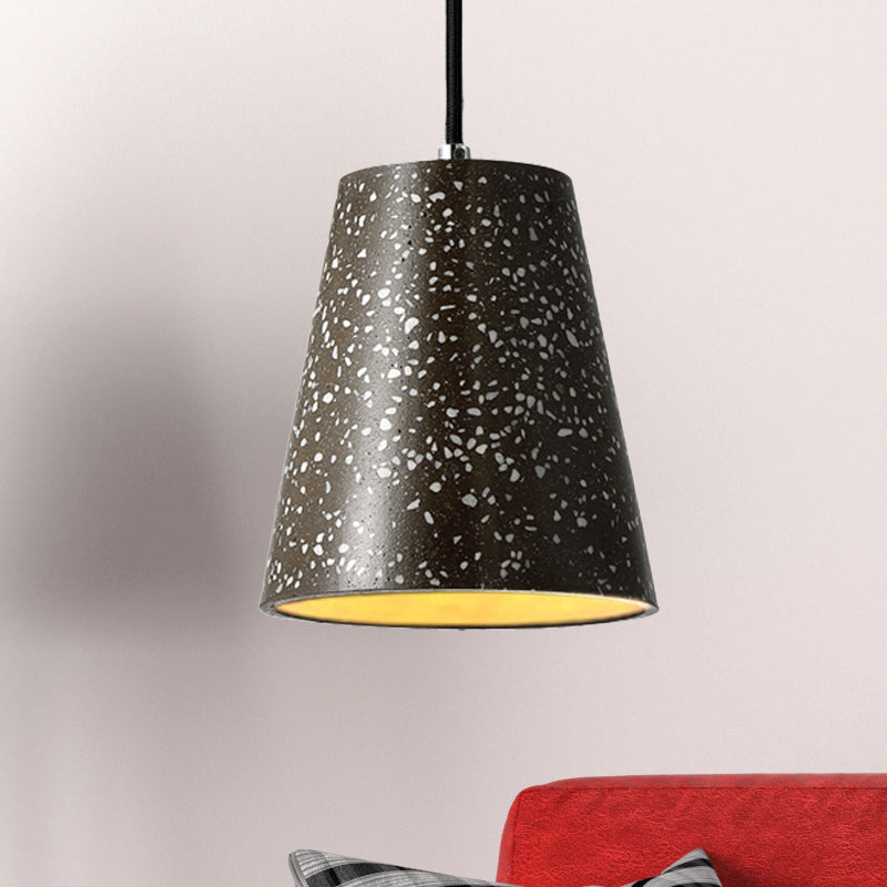 Concrete Cone Pendant Lighting Simplicity 1 Light Black/White/Brown Hanging Light