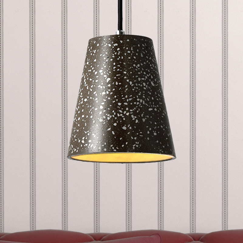 Concrete Cone Pendant Lighting Simplicity 1 Light Black/White/Brown Hanging Light