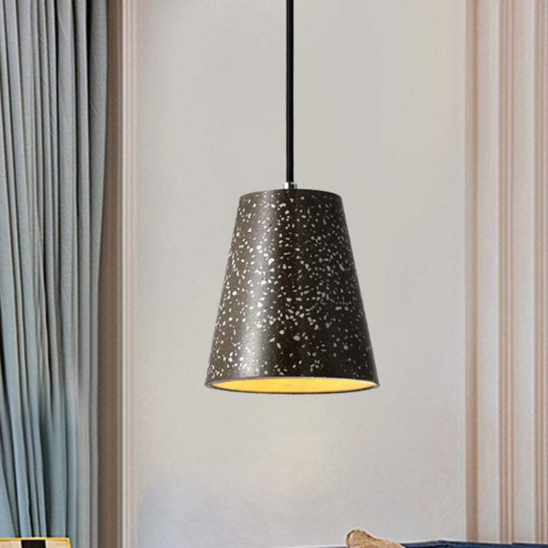Concrete Cone Pendant Lighting Simplicity 1 Light Black/White/Brown Hanging Light