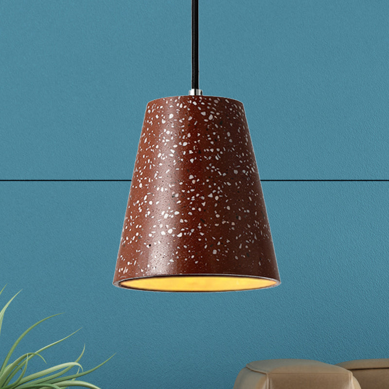 Concrete Cone Pendant Lighting Simplicity 1 Light Black/White/Brown Hanging Light