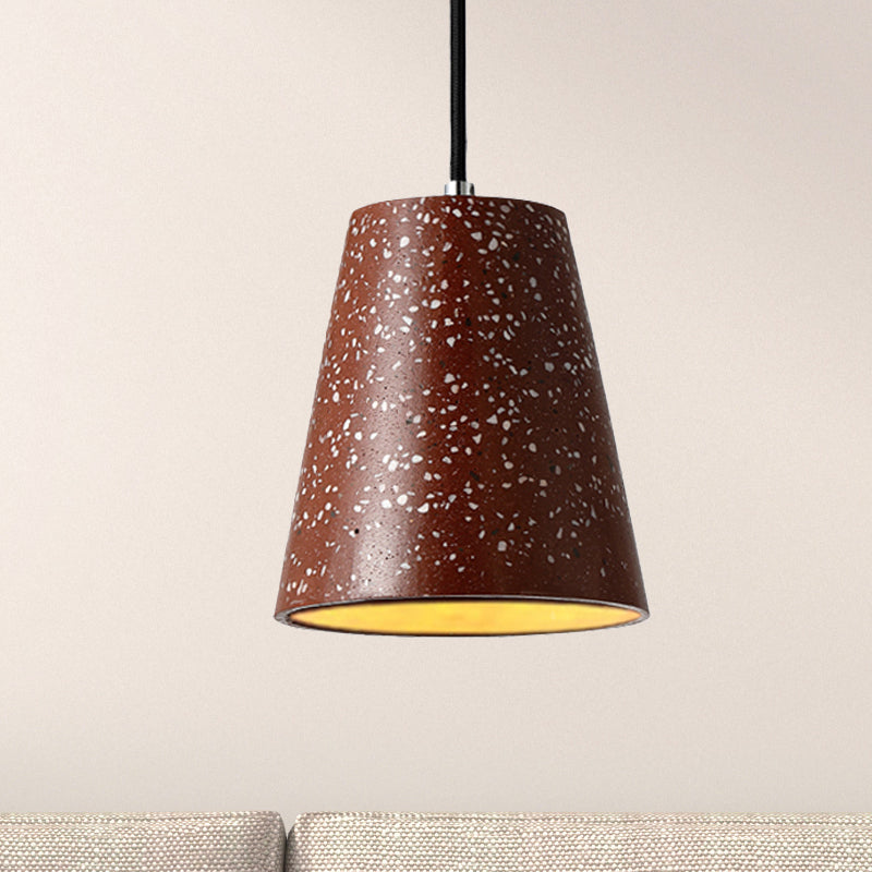 Concrete Cone Pendant Lighting Simplicity 1 Light Black/White/Brown Hanging Light