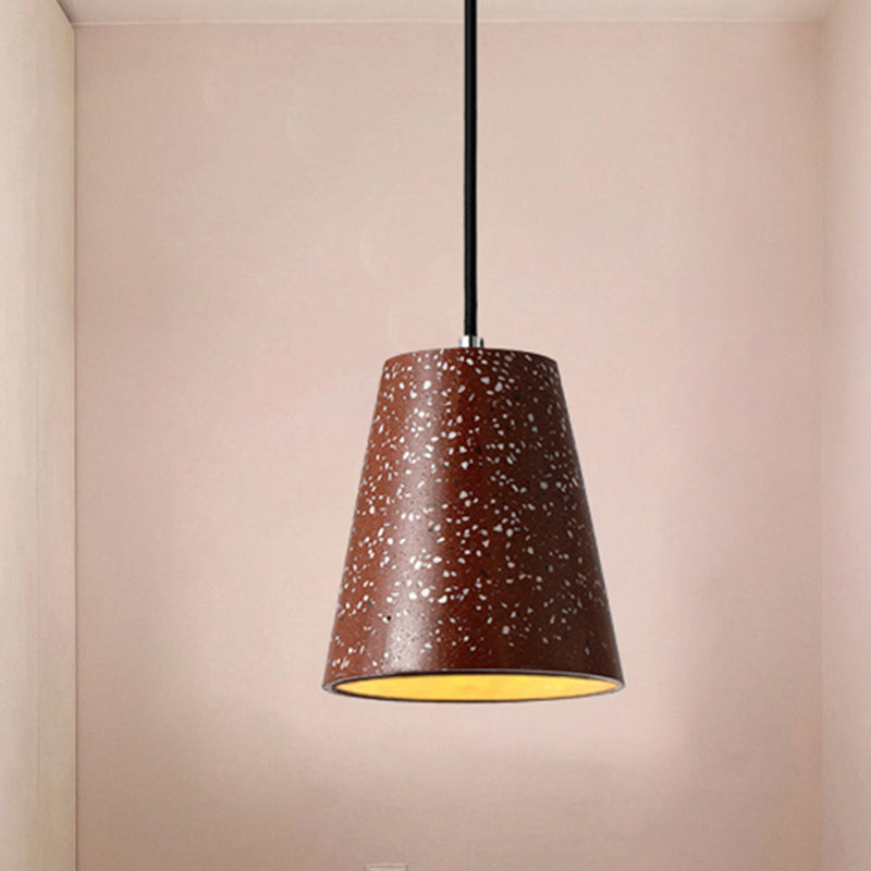 Concrete Cone Pendant Lighting Simplicity 1 Light Black/White/Brown Hanging Light