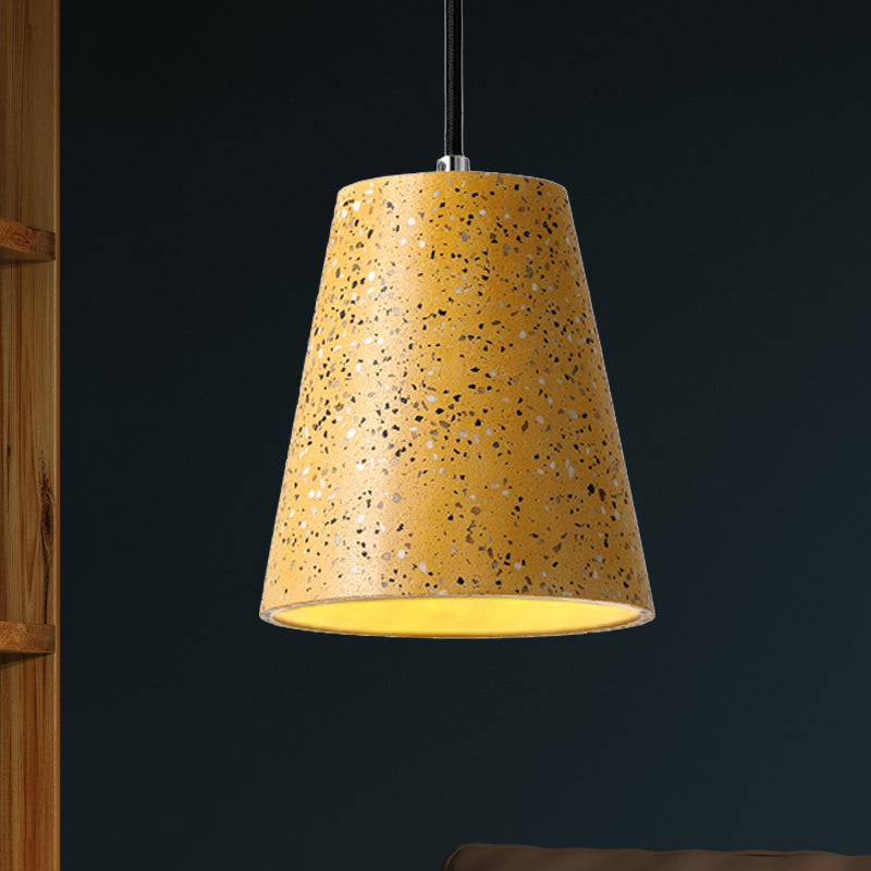 Concrete Cone Pendant Lighting Simplicity 1 Light Black/White/Brown Hanging Light