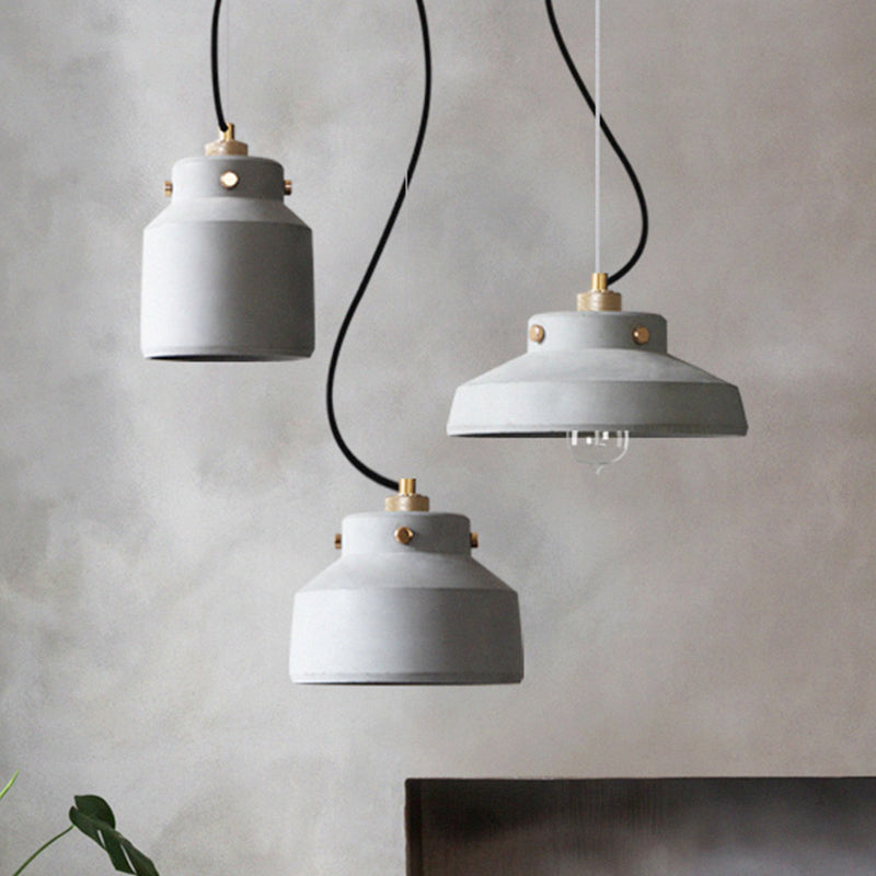 Lámpara de suspensión de cemento de frasco de masas Modernista 1 Lámpara de techo colgante de gris claro, 7 "/10" /12.5 "de ancho