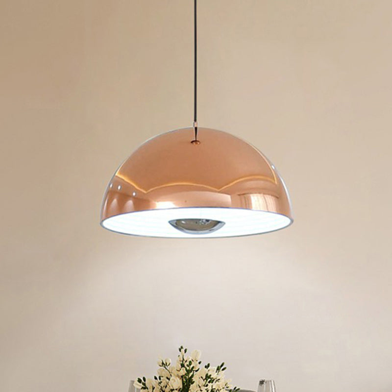 Nordic Dome Hanging Lamp Metal 1/2/3 Heads White/Black/Rose Gold Pendant Light Fixture for Dining Room, 12"/16"/19.5" Wide