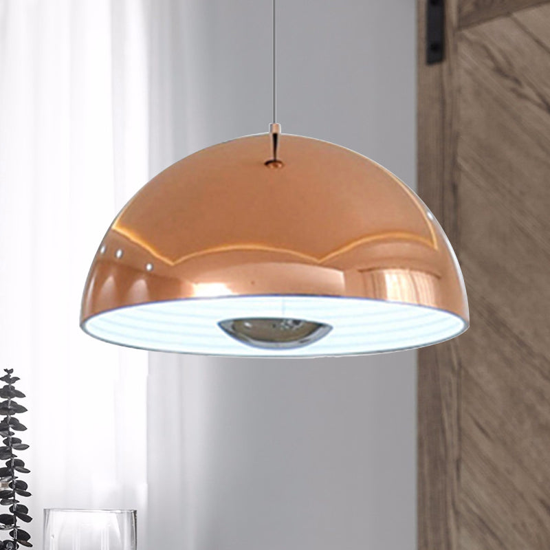Nordic Dome Hanging Lamp Metal 1/2/3 Heads White/Black/Rose Gold Pendant Light Fixture for Dining Room, 12"/16"/19.5" Wide