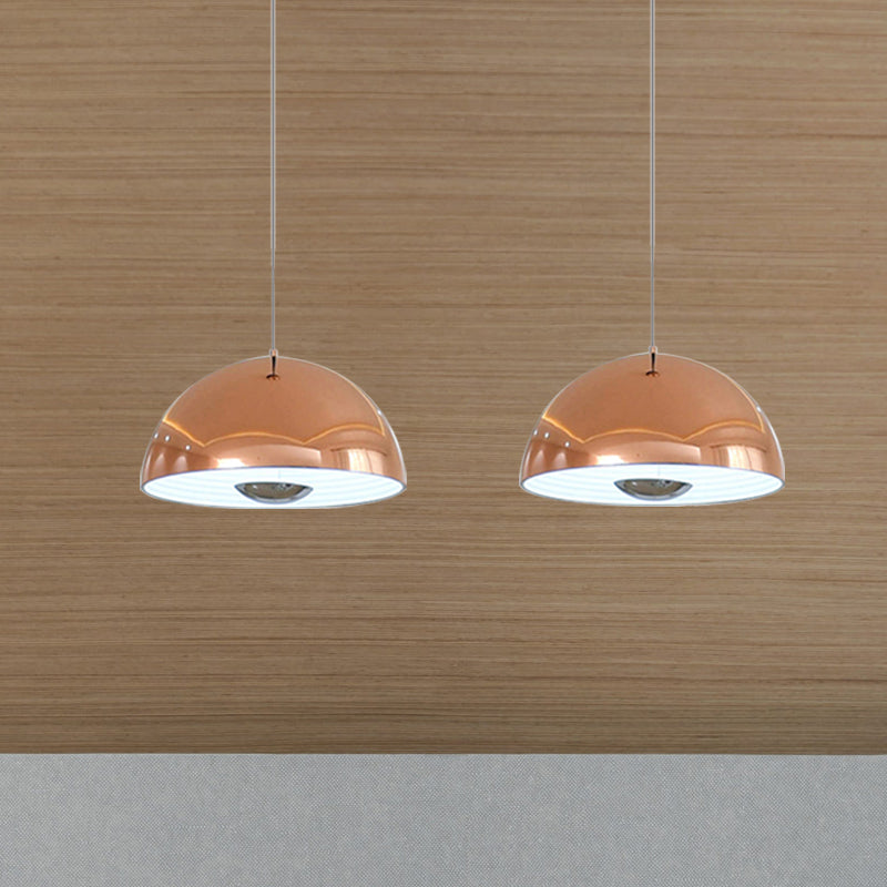 Nordic Dome Hanging Lamp Metal 1/2/3 Heads White/Black/Rose Gold Pendant Light Fixture for Dining Room, 12"/16"/19.5" Wide