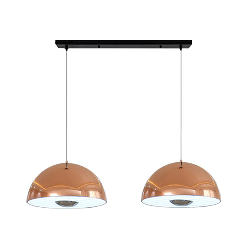Nordic Dome Hanging Lamp Metal 1/2/3 Heads White/Black/Rose Gold Pendant Light Fixture for Dining Room, 12"/16"/19.5" Wide