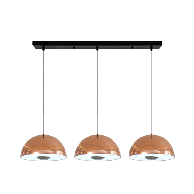 Nordic Dome Hanging Lamp Metal 1/2/3 Heads White/Black/Rose Gold Pendant Light Fixture for Dining Room, 12"/16"/19.5" Wide