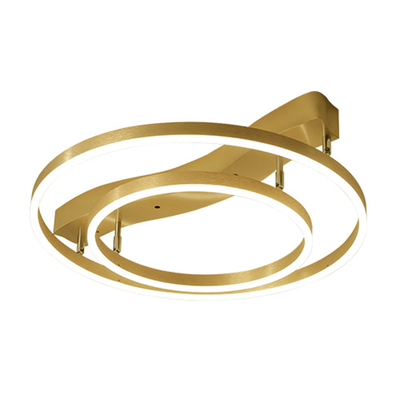 Gold Finish Ring Ceiling Mount Lamp Artistic Metal Adjustable LED Semi Flush Light