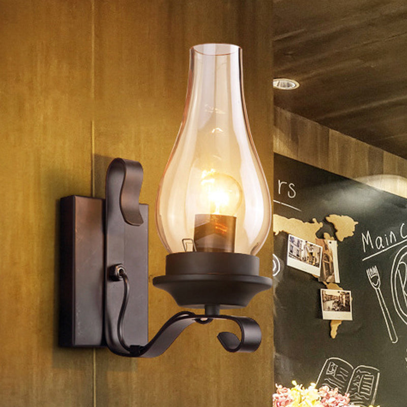 Lampe murale en verre en verre ambre simple