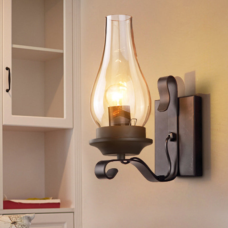 Lampe murale en verre en verre ambre simple