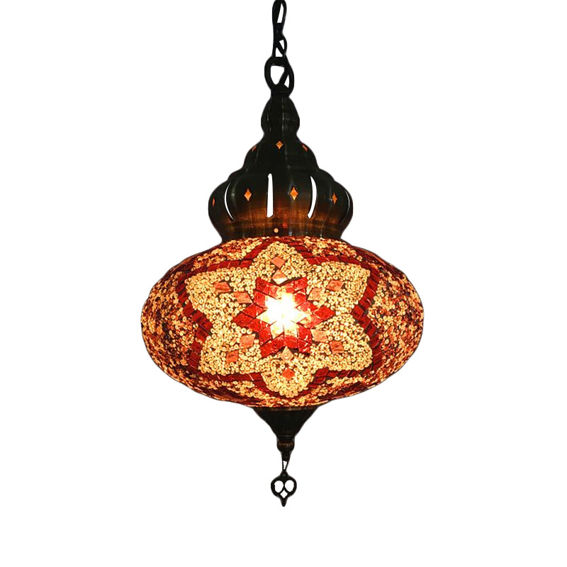 Lantaarn rood/groen/gouden glasverhang licht retro 1/3 koppen plafond hanglamp voor restaurant