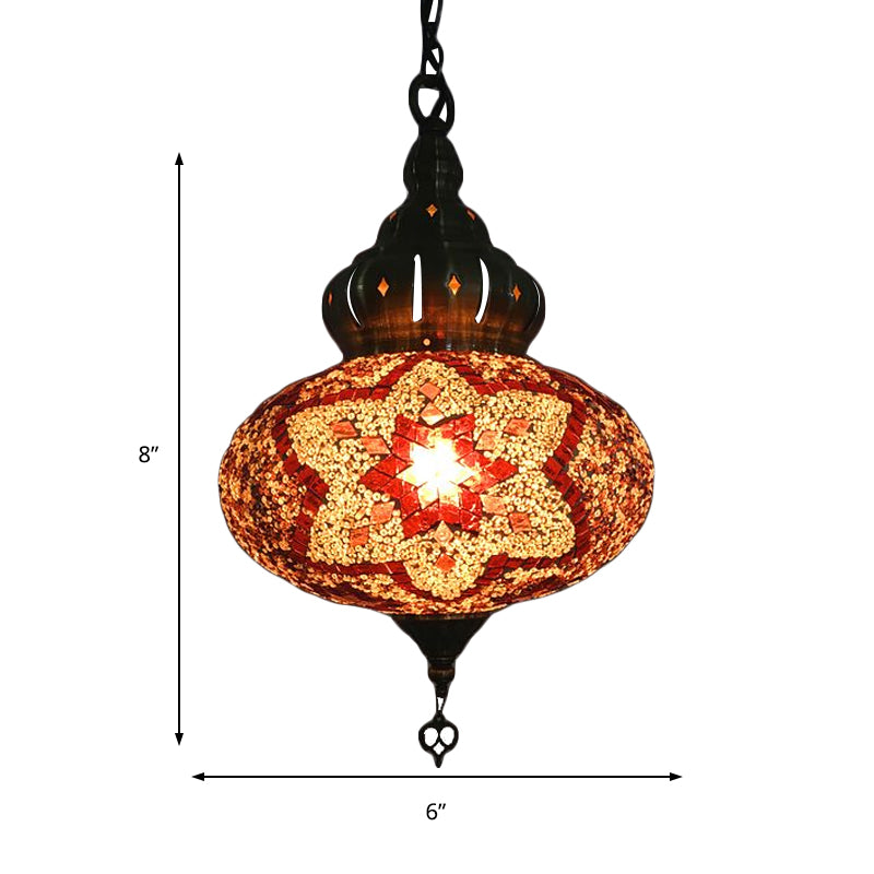 Lantaarn rood/groen/gouden glasverhang licht retro 1/3 koppen plafond hanglamp voor restaurant