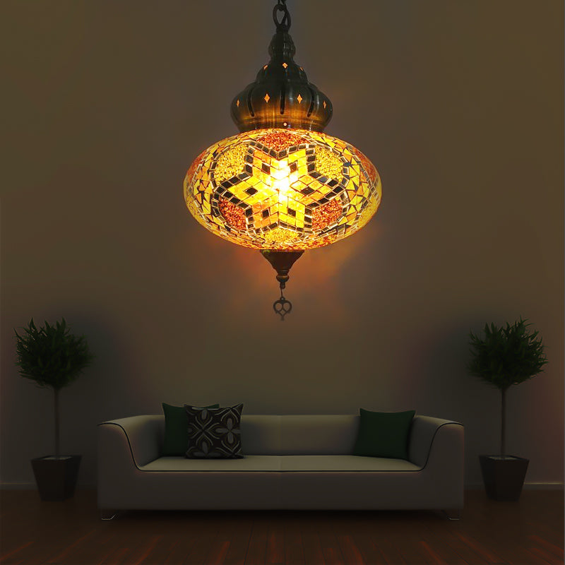 Lantaarn rood/groen/gouden glasverhang licht retro 1/3 koppen plafond hanglamp voor restaurant