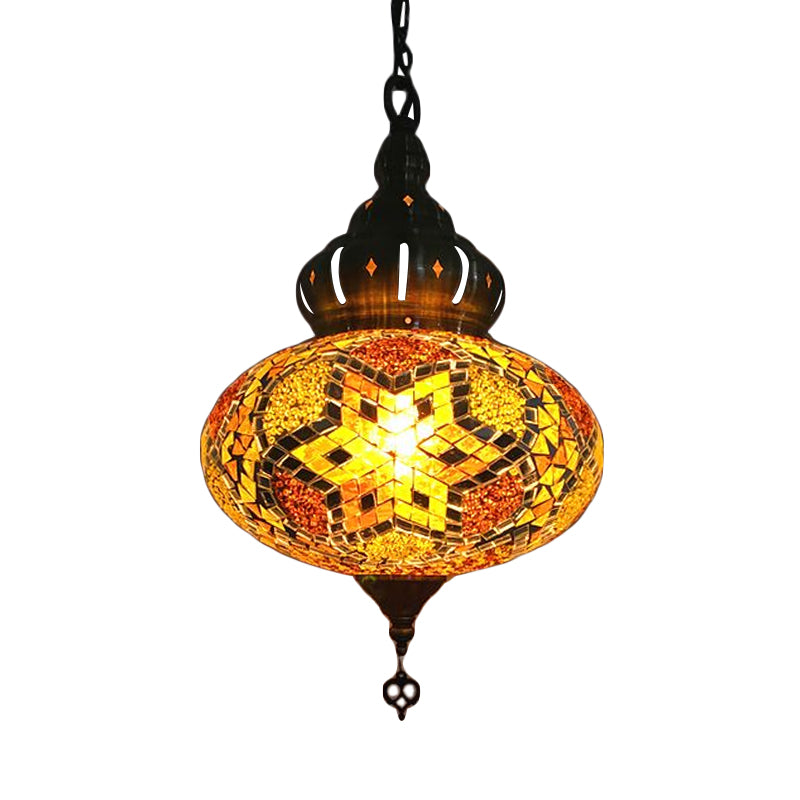 Lantaarn rood/groen/gouden glasverhang licht retro 1/3 koppen plafond hanglamp voor restaurant