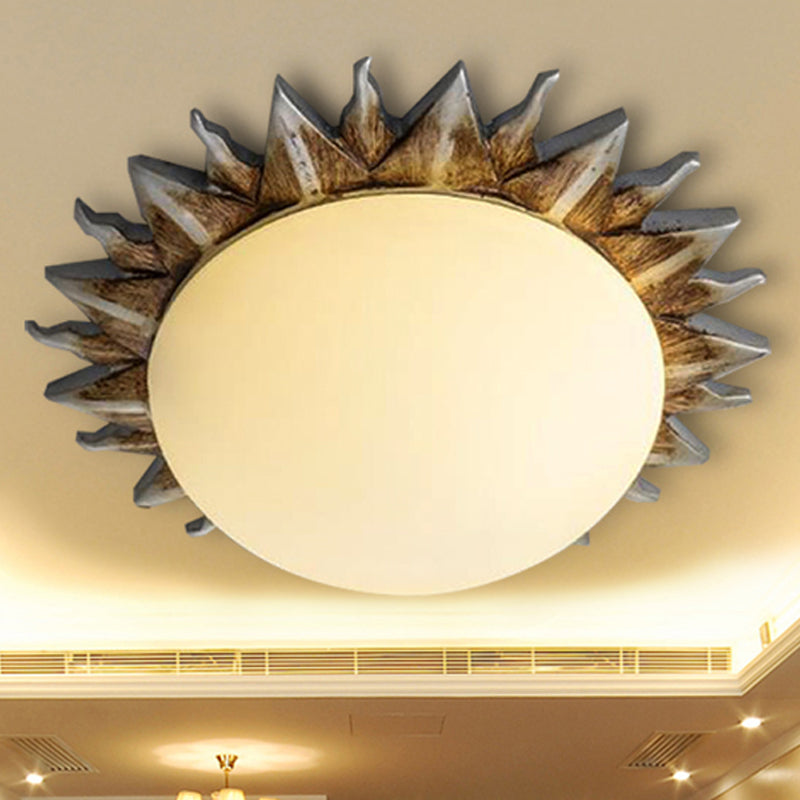 1/3 Lights Sunburst Flush Light Fixture Traditional White Glass Ceiling Mount for Dining Room, 9"/15" Wide