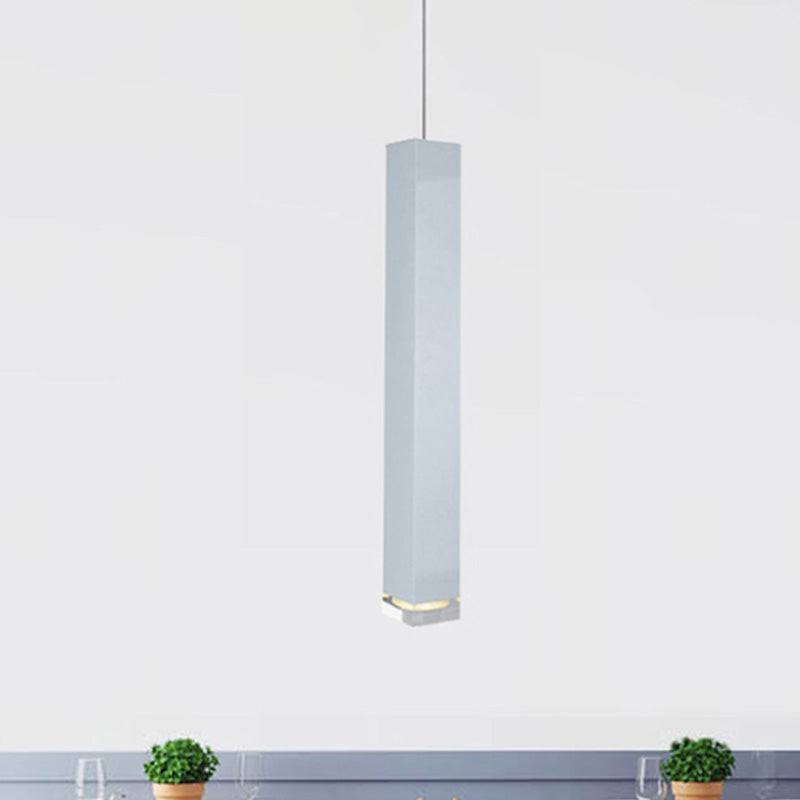 Modern Cuboid Suspension Light Metal Black/White Dining Room LED Pendant Light in White/Warm, 12"/19.5" H