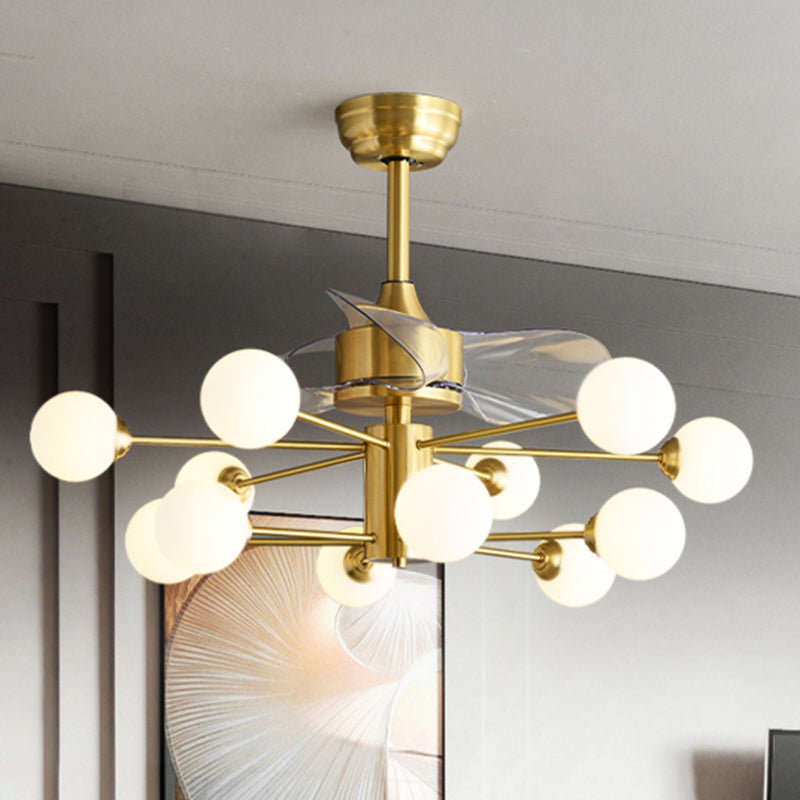 Brass Sputnik 3 Blades Anhänger Lüfter Lampe Mitte des Jahrhunderts 12-Licht 38,5 "breit