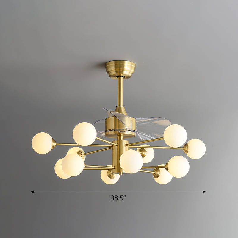 Brass Sputnik 3 Blades Anhänger Lüfter Lampe Mitte des Jahrhunderts 12-Licht 38,5 "breit