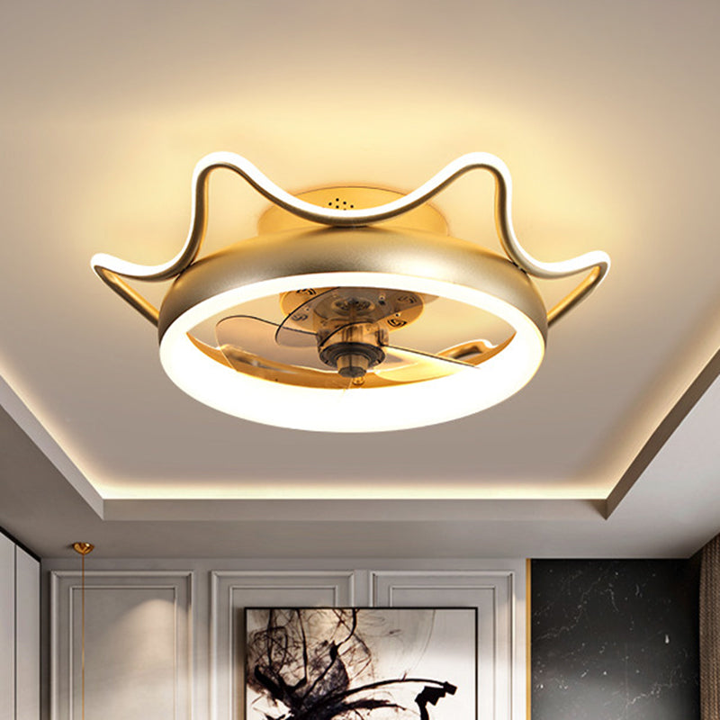 3 Blades Circle Metal Deckenventilator Leuchte minimalistische Gold -LED -Halbblüte -Leuchte mit Fernbedienung