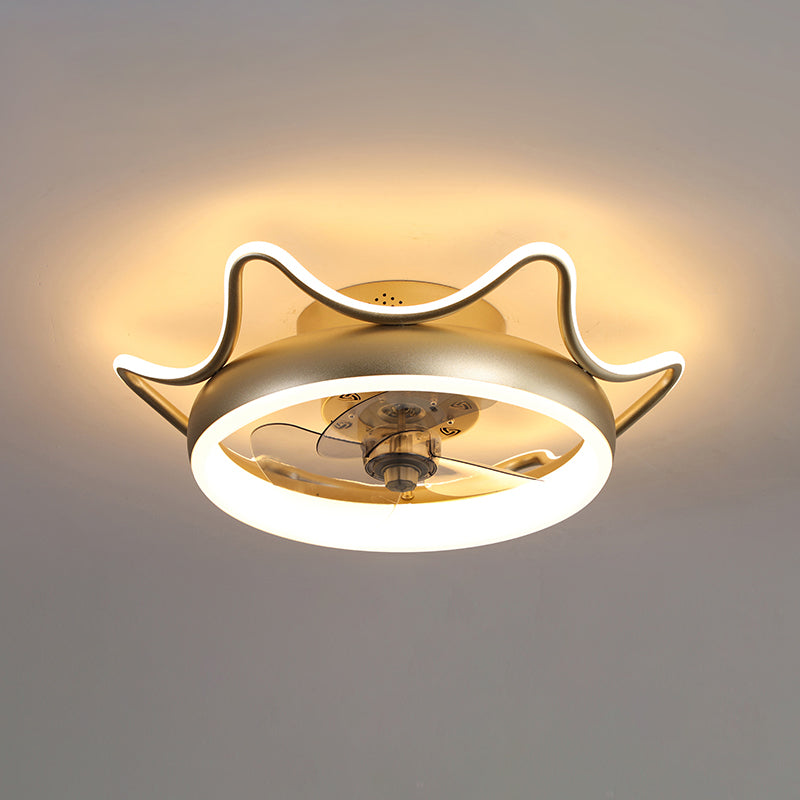 3 Blades Circle Metal Deckenventilator Leuchte minimalistische Gold -LED -Halbblüte -Leuchte mit Fernbedienung