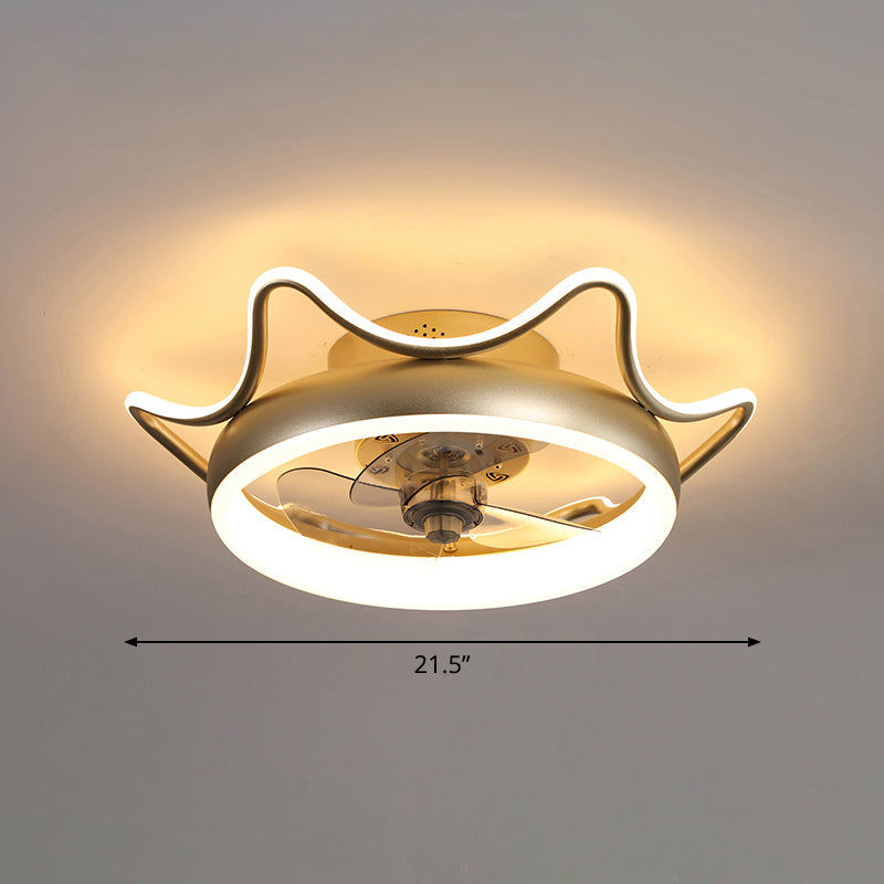 3 Blades Circle Metal Deckenventilator Leuchte minimalistische Gold -LED -Halbblüte -Leuchte mit Fernbedienung