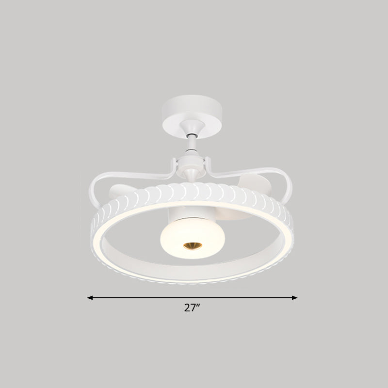 26,5 "W Fernbedienung Crown geformtes LED -Lüfter Licht postmoderne Acryl Wohnzimmer Halbflush -Licht mit 3 Klingen
