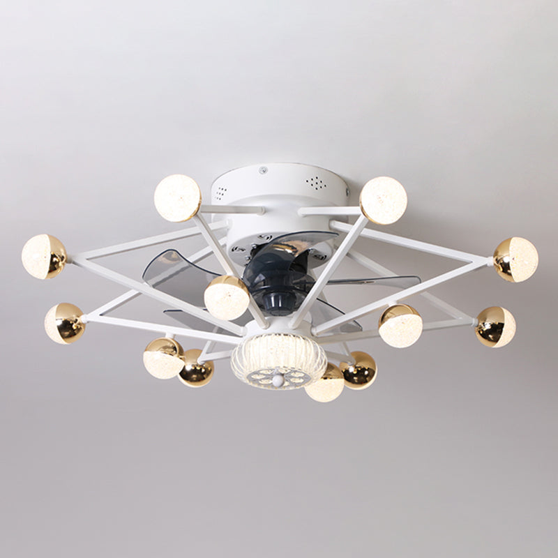 5-Blade-Stern-Wohnzimmerventilator Lampe Metall Nordic LED Semi Flush Deckenleuchte mit Fernbedienung, 28,5 "breit