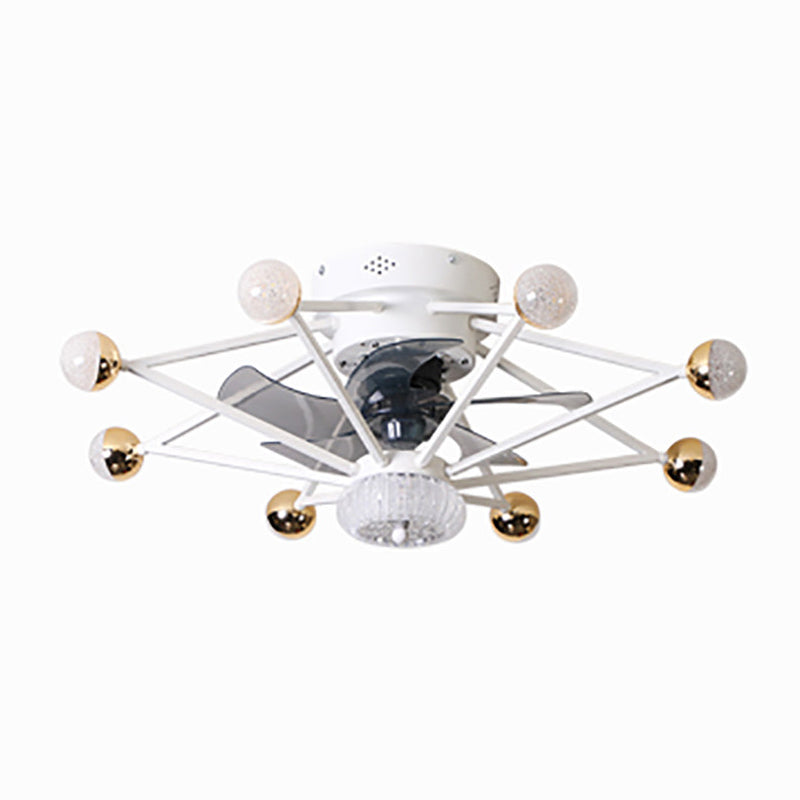 5-Blade-Stern-Wohnzimmerventilator Lampe Metall Nordic LED Semi Flush Deckenleuchte mit Fernbedienung, 28,5 "breit