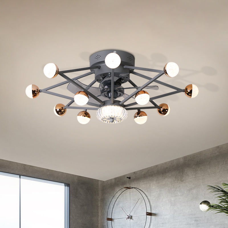5-Blade-Stern-Wohnzimmerventilator Lampe Metall Nordic LED Semi Flush Deckenleuchte mit Fernbedienung, 28,5 "breit