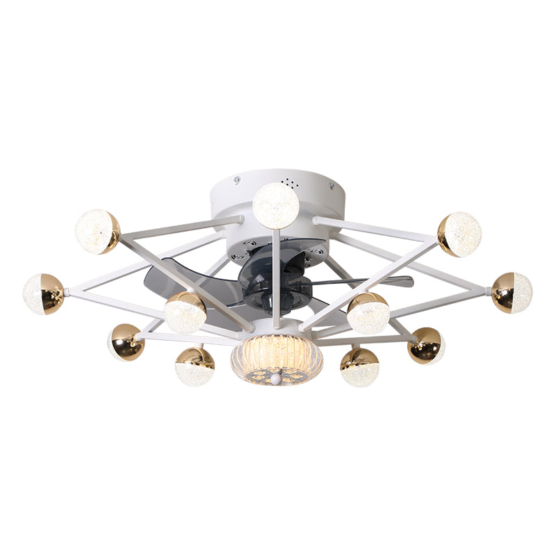5-Blade-Stern-Wohnzimmerventilator Lampe Metall Nordic LED Semi Flush Deckenleuchte mit Fernbedienung, 28,5 "breit