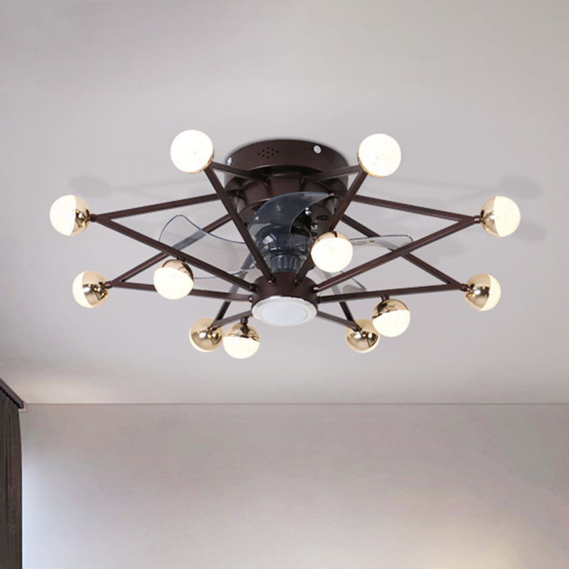 5-Blade-Stern-Wohnzimmerventilator Lampe Metall Nordic LED Semi Flush Deckenleuchte mit Fernbedienung, 28,5 "breit